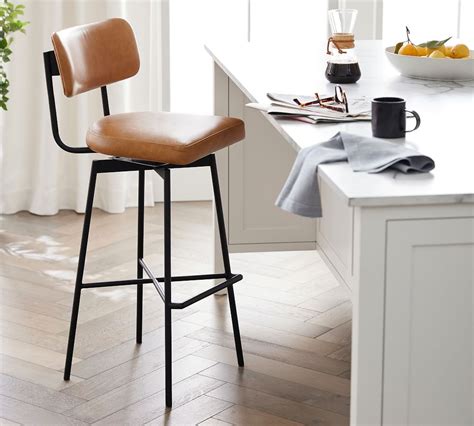 pottery barn leather stool|19 Best Leather Bar Stools For a Timeless Kitchen